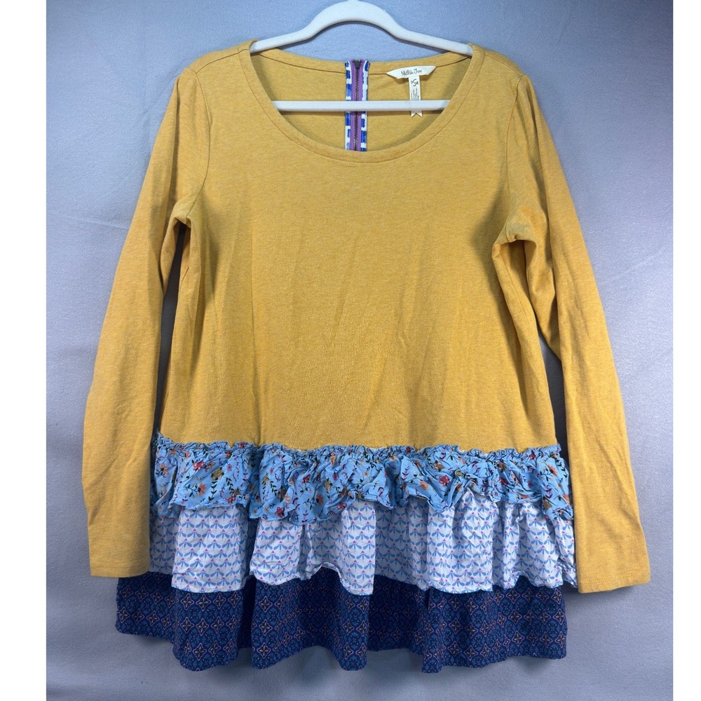Matilda Jane Weekend Vibes Tunic Tiered Ruffle Women XL Mustard Make Believe